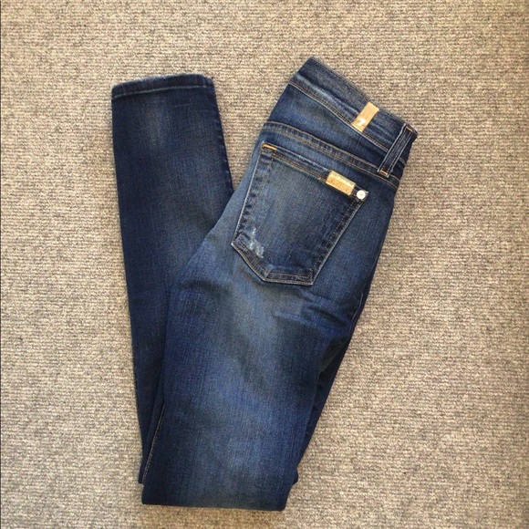 Seven For All Mankind Ankle Skinny with Destroy in Distressed Light Size 25 - Picture 6 of 12